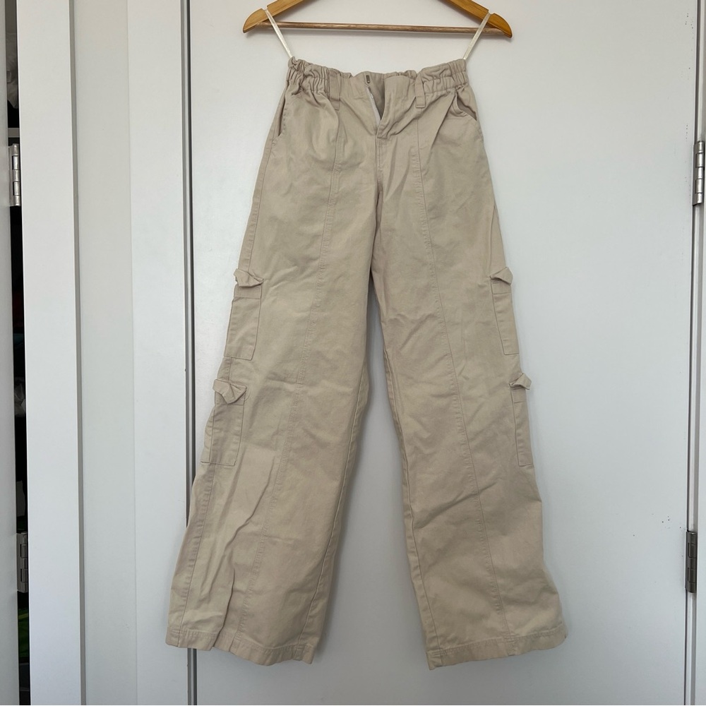 Motel Rocks Beige Wide-Leg Cargo Pants